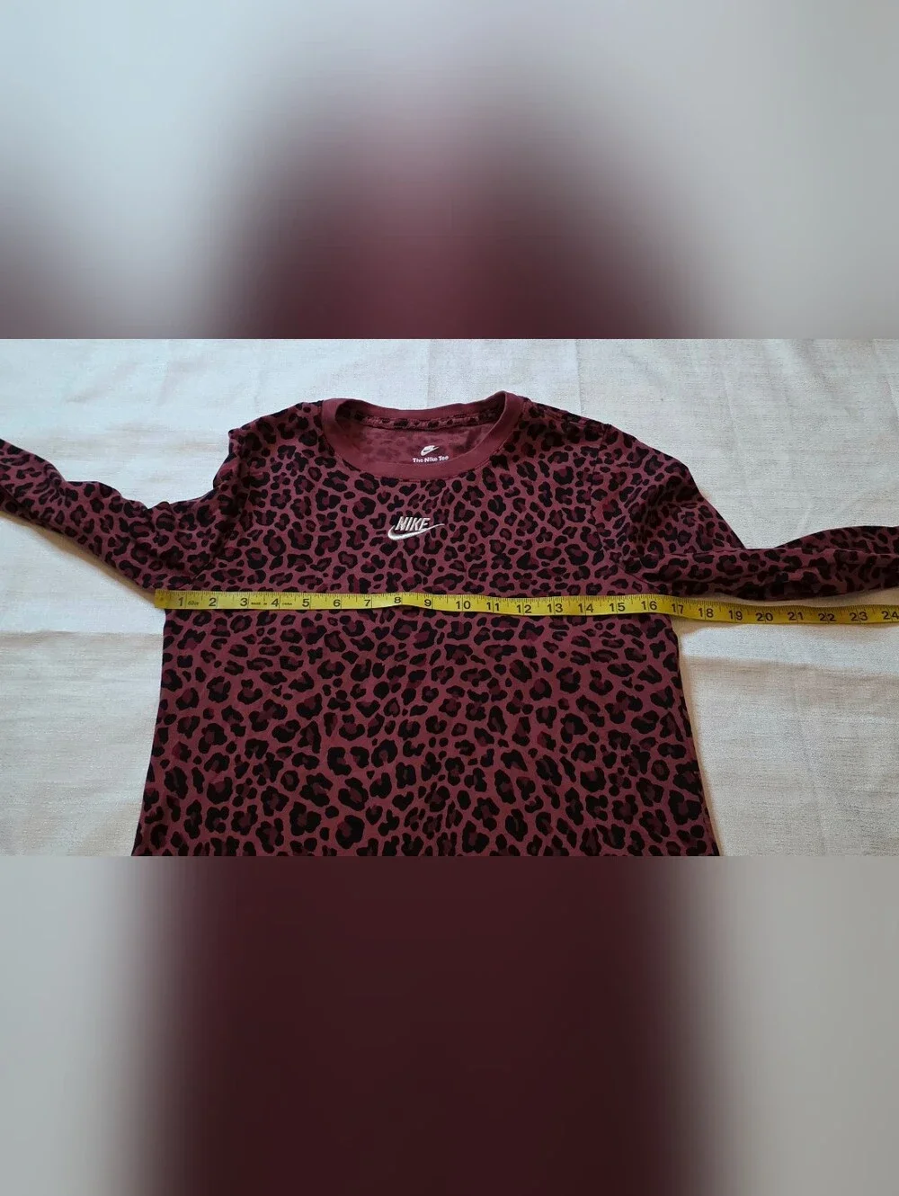 Nike The Nike Tee Cedar Berry Leopard Print Long Sleeve Top Size Small